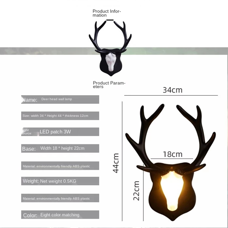 Deer Heafd Wall Lamp for LiWing Ro moBedside vall Lamp - 图3