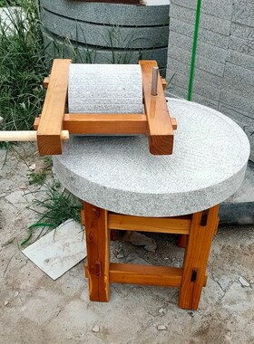 石碾子老式石磨盘家用磨面压粮食公园幼儿园手推石碾复古装饰现货