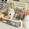 Perforated board desktop vertical storage rack home dormitory study table organizing desk R storage rack cosmetics storage
