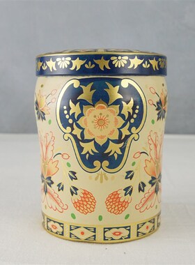 西洋收藏品 英国个人艺术家制作彩色图案印铁盒 收纳盒装饰摆件