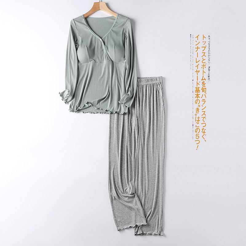 哺乳衣夏外出长袖长裤套装产后喂奶月子服孕妇睡衣夏天薄款家居服,淘宝优惠券,粉丝福利购,淘宝优惠卷