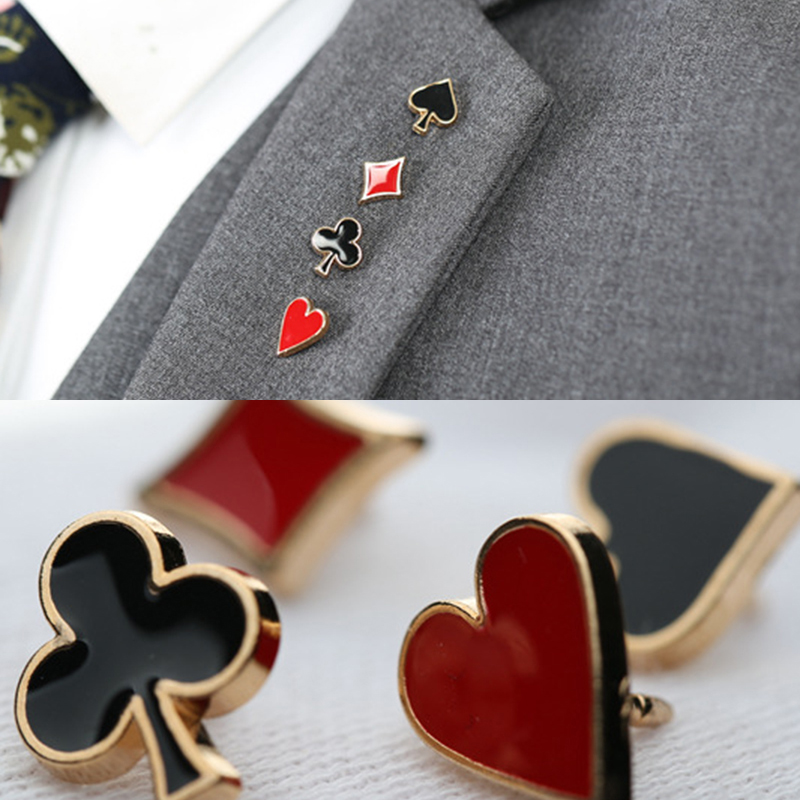 推荐4pcs/Set Novelty Poker Themed Lapel Pin for Women Men Su - 图0