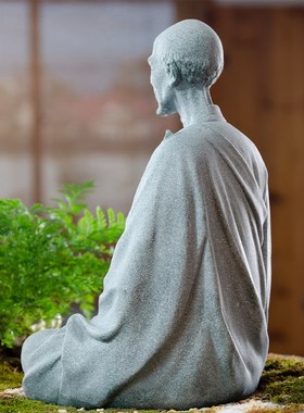 弘一法师家居摆件玄关鱼缸沉水桌面庭院李叔同假山盆景流水造景