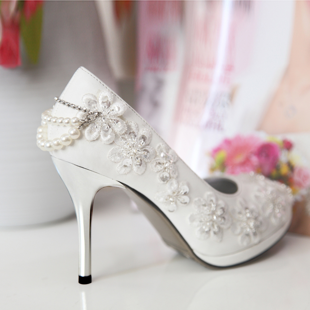 white beaded wedding shoes