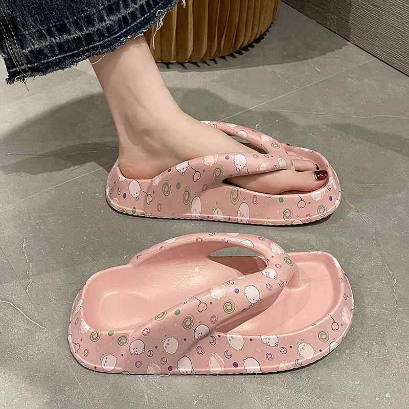 人字拖女夏外穿时尚印花潮厚底防滑夹脚沙滩凉拖鞋0508d,淘宝优惠券,粉丝福利购,淘宝优惠卷