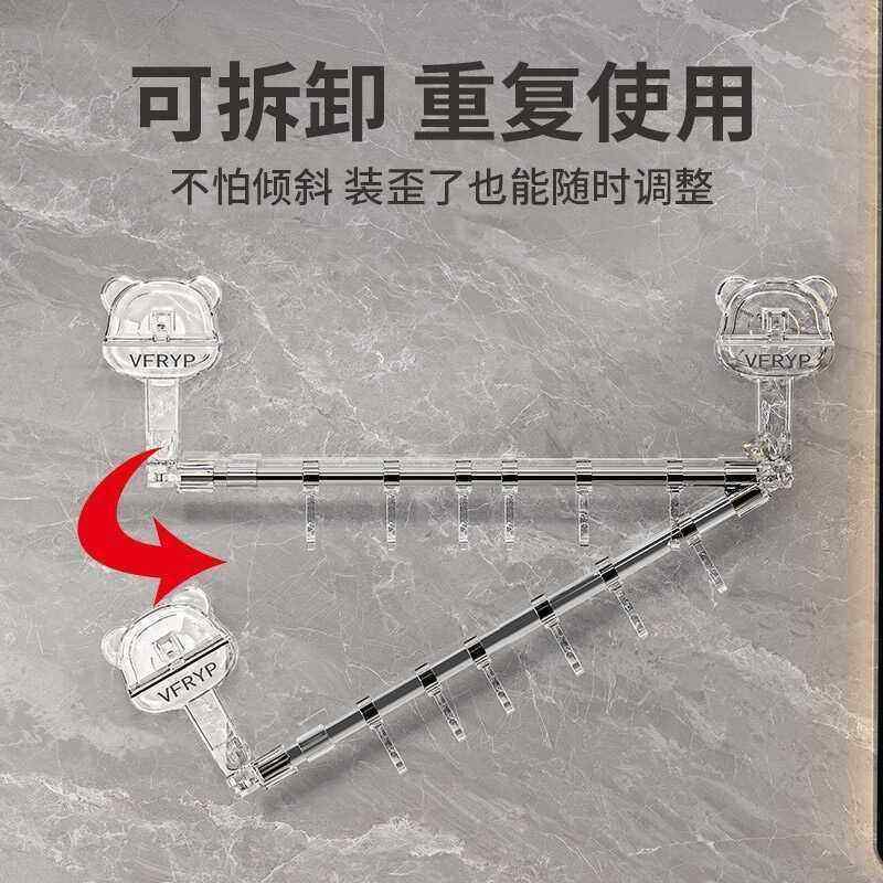 吸盘毛巾杆免打孔卫生间浴室伸缩置物架浴巾收纳挂架管道清洁棒,淘宝优惠券,粉丝福利购,淘宝优惠卷