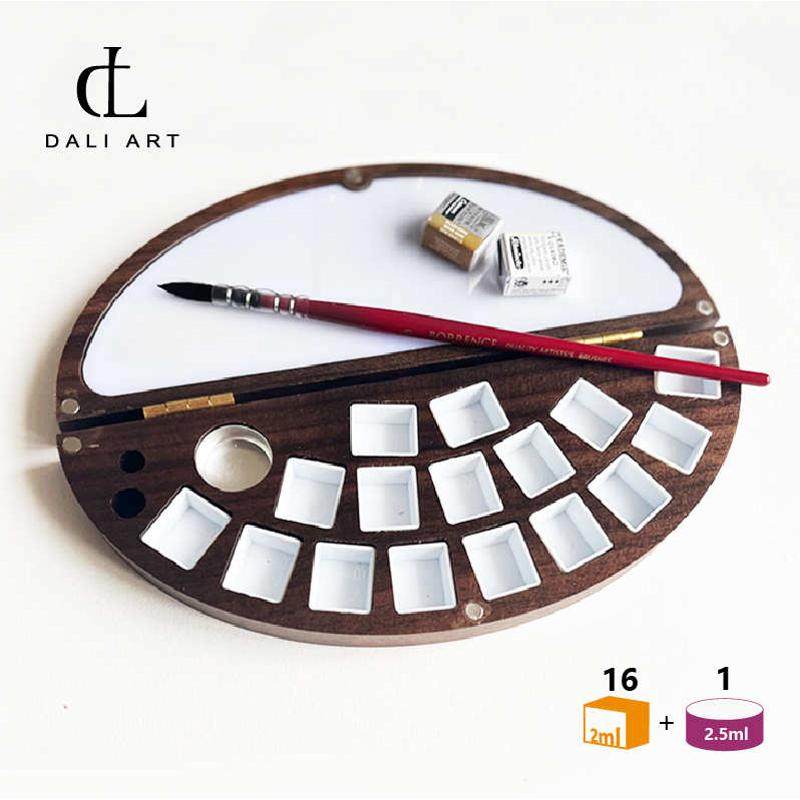 木质水彩颜料盒24色2毫升便携保湿 固体水彩盒分黑胡桃加厚不变形,淘宝优惠券,粉丝福利购,淘宝优惠卷