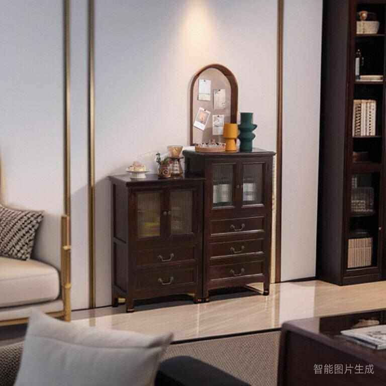 新中式餐边柜靠墙酒柜客厅收纳柜厨房实木杠茶水柜 边柜置物柜,淘宝优惠券,粉丝福利购,淘宝优惠卷