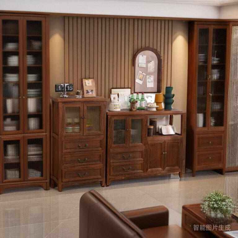 新中式餐边柜靠墙酒柜客厅收纳柜厨房实木杠茶水柜 边柜置物柜,淘宝优惠券,粉丝福利购,淘宝优惠卷