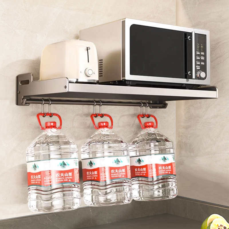 厨房不锈钢微波炉置物架墙上烤箱架子挂架免打孔壁挂式收纳架支架,淘宝优惠券,粉丝福利购,淘宝优惠卷
