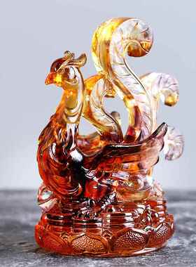 高档琉件四神兽居装饰青龙白虎玄武朱雀璃中摆式新工房乔迁送礼