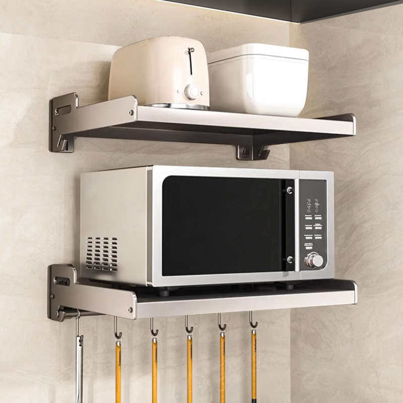 厨房不锈钢微波炉置物架墙上烤箱架子挂架免打孔壁挂式收纳架支架,淘宝优惠券,粉丝福利购,淘宝优惠卷