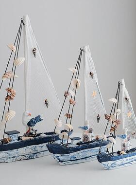 小船模型漂浮发光下水小木船工艺礼品摆饰假山鱼缸装饰玩具客厅手