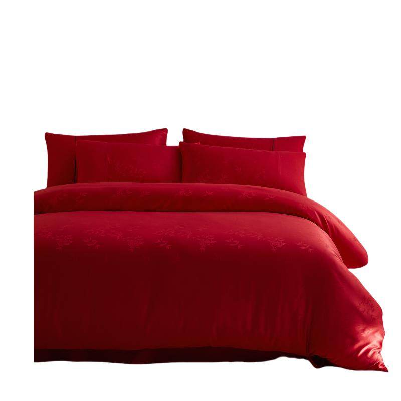 新中式竹子提花婚庆四件套红色被套新婚床单喜被结婚床上用品婚嫁,淘宝优惠券,粉丝福利购,淘宝优惠卷