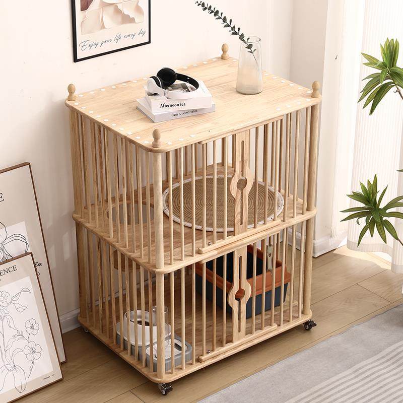 高档台实木两层猫窝别墅笼子猫共用半人封闭屋猫跳中小型猫窝,淘宝优惠券,粉丝福利购,淘宝优惠卷