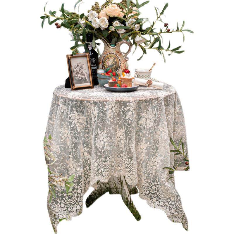 白色蕾丝餐桌布法式长方形台布ins风小清新桌布茶几盖巾布艺,淘宝优惠券,粉丝福利购,淘宝优惠卷