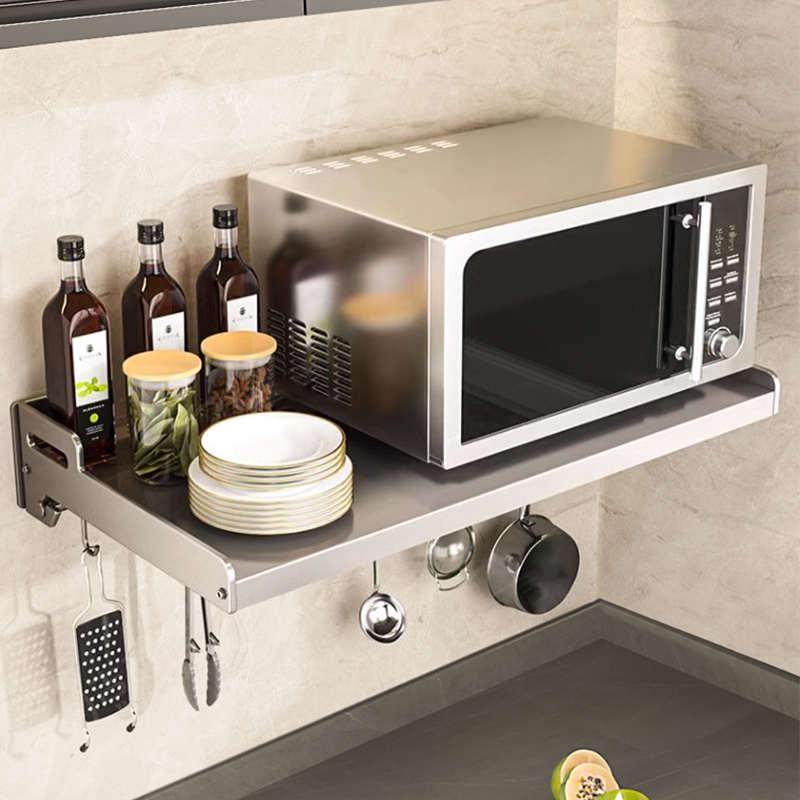 厨房不锈钢微波炉置物架墙上烤箱架子挂架免打孔壁挂式收纳架支架,淘宝优惠券,粉丝福利购,淘宝优惠卷