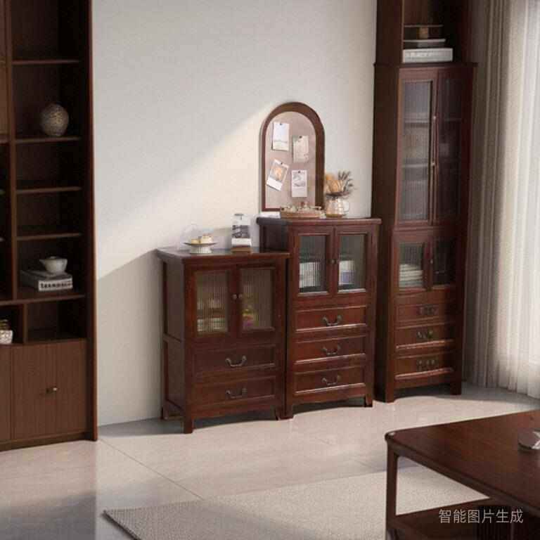 新中式餐边柜靠墙酒柜客厅收纳柜厨房实木杠茶水柜 边柜置物柜,淘宝优惠券,粉丝福利购,淘宝优惠卷