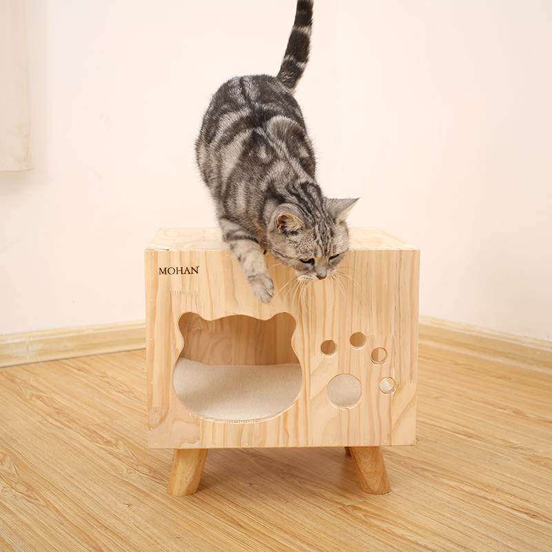 高档猫共用猫窝凳床头柜用体具人木质夏季四一季通实木猫屋狗窝,淘宝优惠券,粉丝福利购,淘宝优惠卷