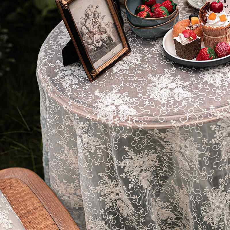 白色蕾丝餐桌布法式长方形台布ins风小清新桌布茶几盖巾布艺,淘宝优惠券,粉丝福利购,淘宝优惠卷