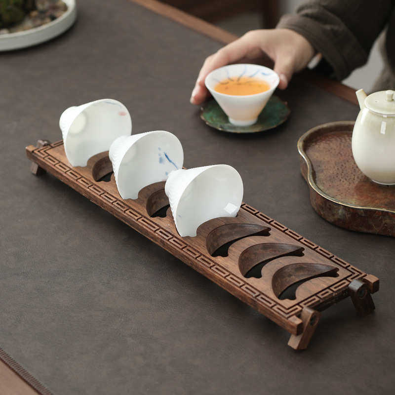 Tea set rack small cup rack table table table Chinese solid wood ancient shelf tea cup household storage placement rack