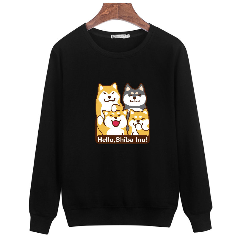 puppy chinese print round neck sweatshirt