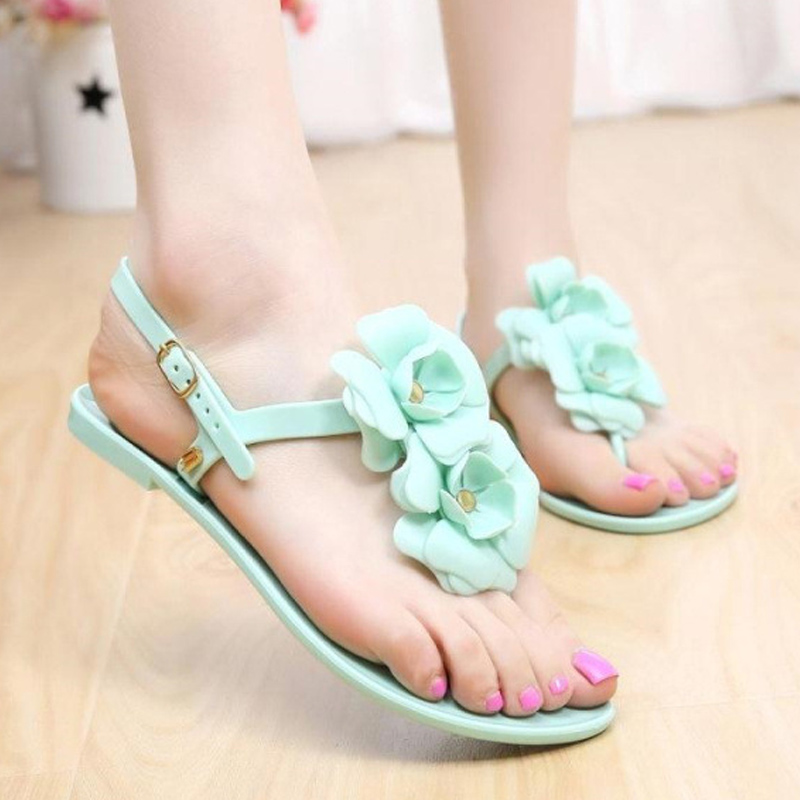 women's flat jelly sandals