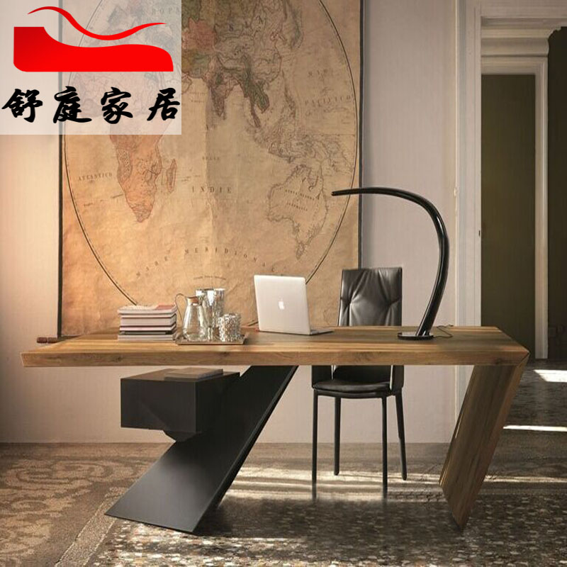 Loft American Iron Wood Dining Table Solid Design Desk Dining Table Solid Wood Design Desk