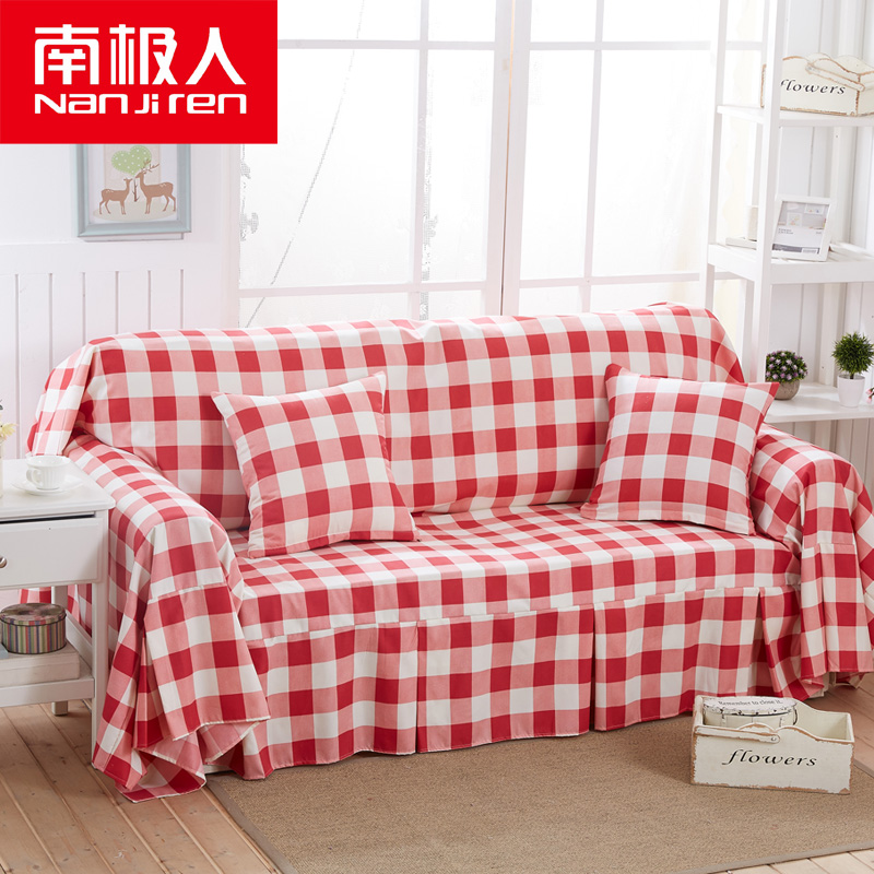 Red Plaid Sofa Slipcover Towel Full Cover Red Plaid Sofa Slipcover Towel Full Cover The Whole Single And Double Cushion Garden Small Fresh Tin Set In