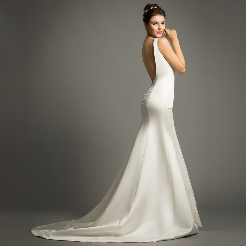 slim satin wedding dress