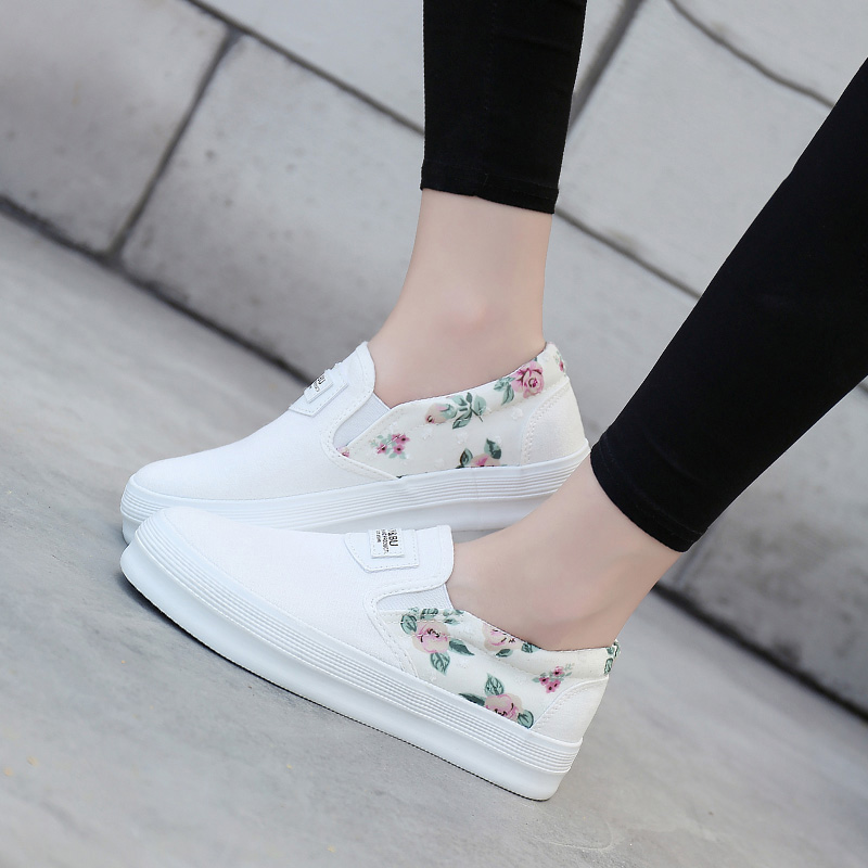 white floral shoes