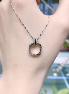 韩版s925纯银双环项链女抖音同款