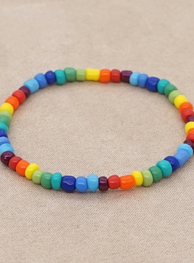 diy玻璃珠波西米亚风同学小手链