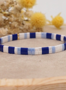 小众饰品波西米亚风蓝tila小手链