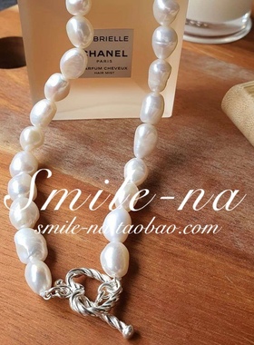 韩国进口纯银麻花桃心天然珍珠