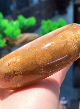 一博珊福精品天然珊瑚玉老料立体花手镯女