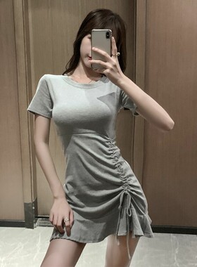 气质新款荷叶边连衣裙女士大码显瘦包臀裙夏季鱼尾性感辣妹风短裙