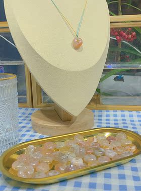 轻奢小众设计天然樱花玛瑙吊坠平安扣敦煌色系编绳项链女锁骨链