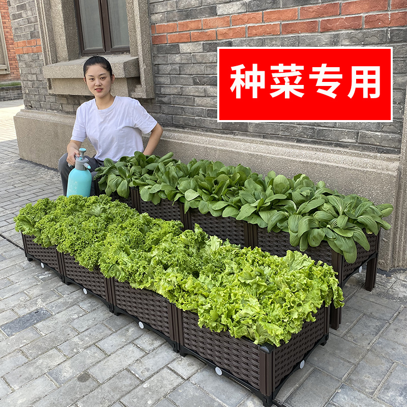 种菜箱专用家庭阳台神器长方形花盆大号清仓户外蔬菜园树脂种植箱 - 图0