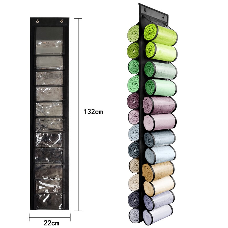双面24格悬挂式j储物瑜伽裤毛巾衣服杂物衣柜透明家用门后收纳挂