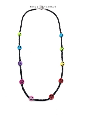 欧美小众品牌设计笑脸项链珠子