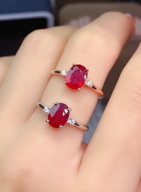 克拉红宝石戒指镀白金镶嵌缅甸