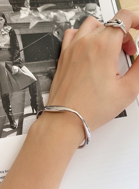 小众实心不规则百搭冷淡风银手镯
