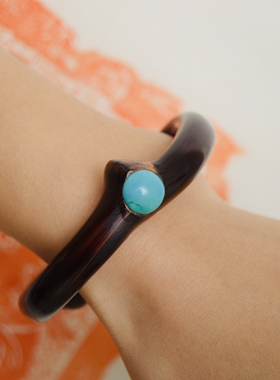 绿松石天然植物原创风鸡血藤手镯