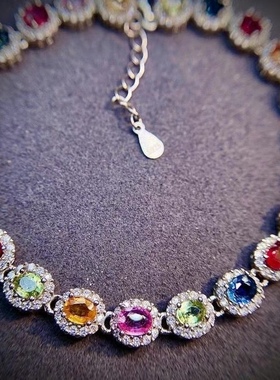 斯里兰卡无烧925银蓝宝石手链