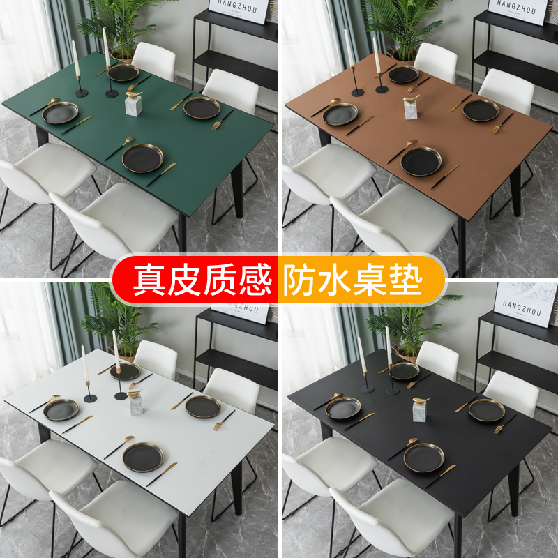 北欧纯色桌布防水防油免洗pvc办公皮革桌垫茶几桌布家用pvc餐桌垫 - 图3