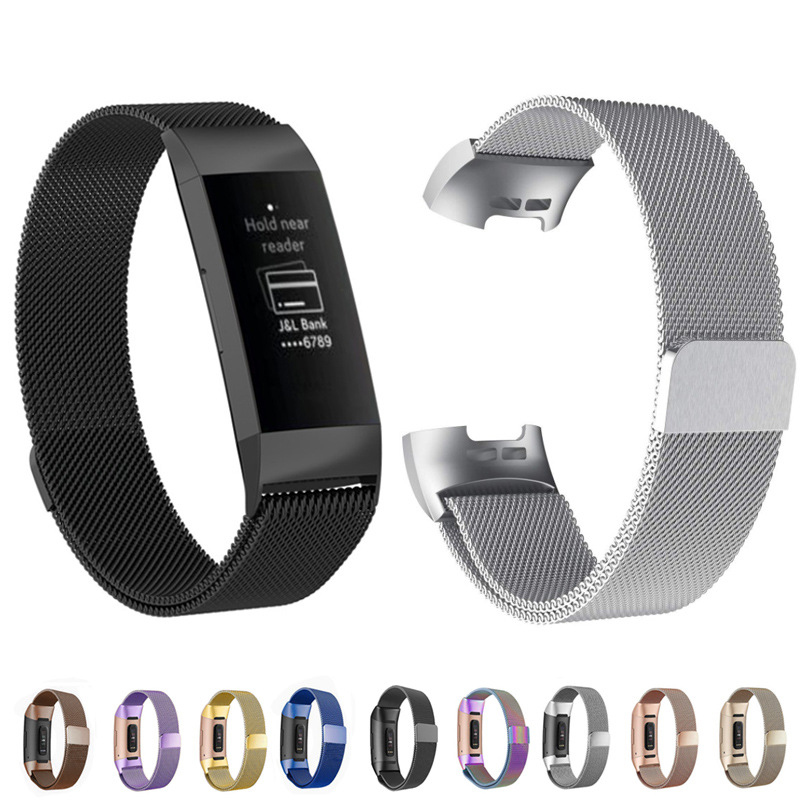 适用Fitbit charge3/4手表表带手环腕带charge4/3/2不锈钢磁吸表 - 图0