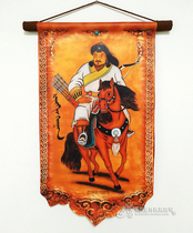 Cheng Jiath Khan Riding Color Imprint Leather Painting Inner Mongolia Handicraft Tourism Souvenir Gift Grassland Decoration Painting Hanging Painting