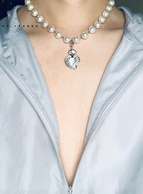 范丞丞潮流合伙人同款珍珠爱心项链猫眼石黑宝石国潮流男女黄明昊