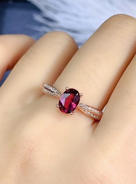 镀18k玫瑰金镶天然彩色宝石女戒